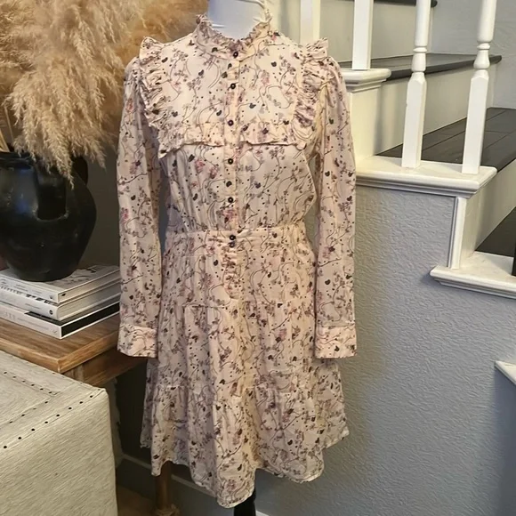 ba&sh Belle Ruffle Long Sleeve Floral Dress Size Small - Picture 3 of 9